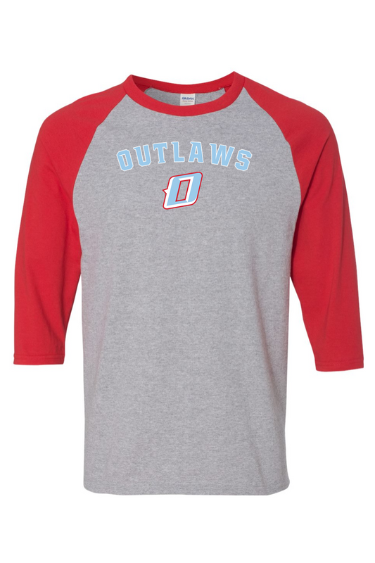 Outlaws Baseball Heavy Cotton Raglan Three-Quarter Sleeve T-Shirt