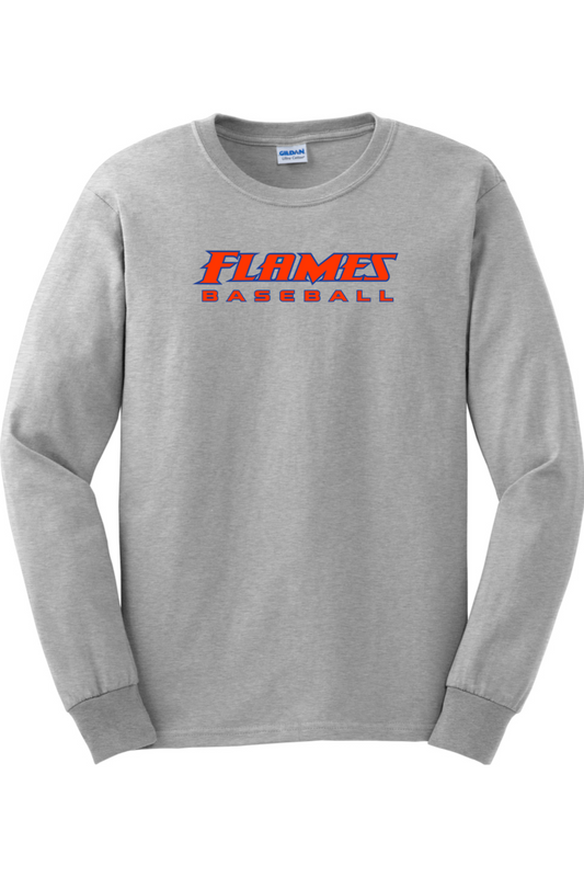 Flames MI Baseball DTF Ultra Cotton Long Sleeve T-Shirt