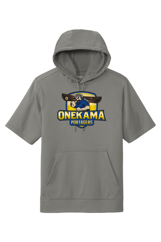 Onekama Portagers Football Fleece Short Sleeve Hooded Pullover