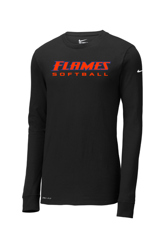 Flames MI Softball DTF Nike Dri-FIT Cotton/Poly Long Sleeve Tee