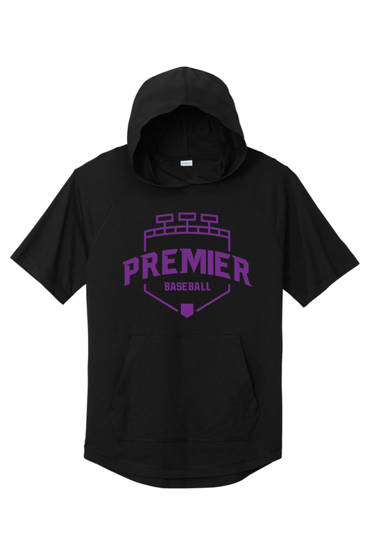 Premier Baseball AZ Wicking Short Sleeve Hoodie - Purple Logo