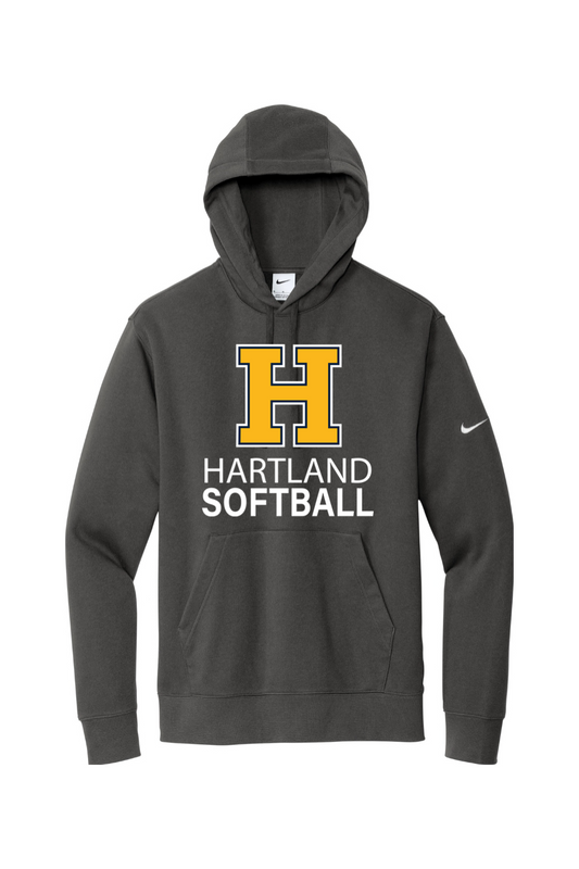 Hartland Softball Nike Club Fleece Sleeve Swoosh Pullover Hoodie