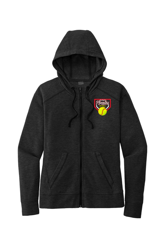 Cardington Pirates Softball DTF Ladies PosiCharge Tri-Blend Wicking Fleece Full-Zip Hooded Jacket
