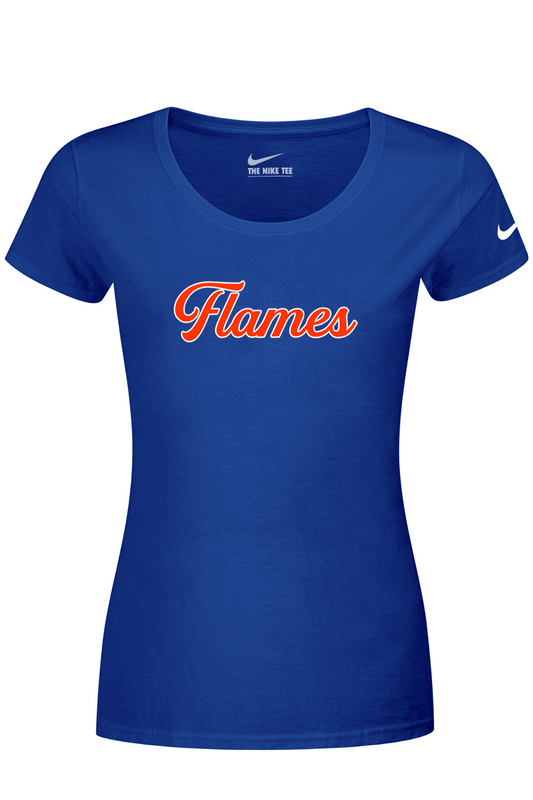 Flames MI Team DTF Nike Ladies Dri-FIT Cotton/Poly Scoop Neck Tee