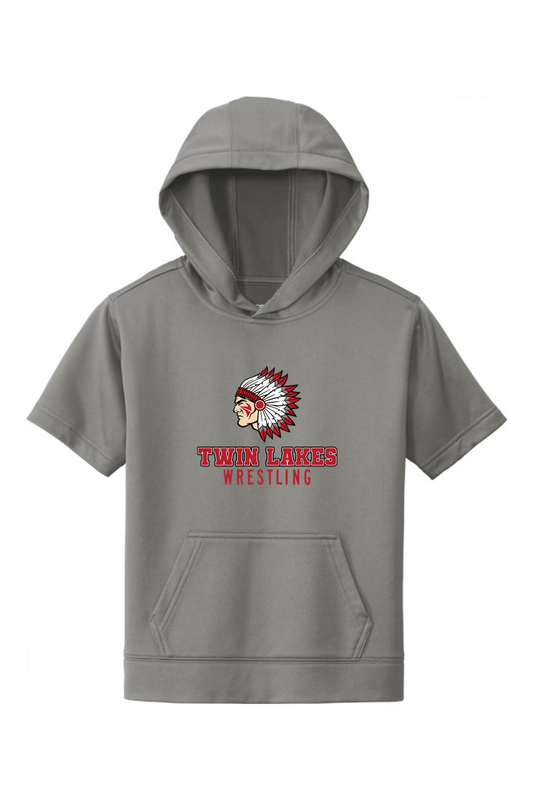 Twin Lakes Wrestling DTF Youth Sport-Wick Fleece Short Sleeve Hooded Pullover