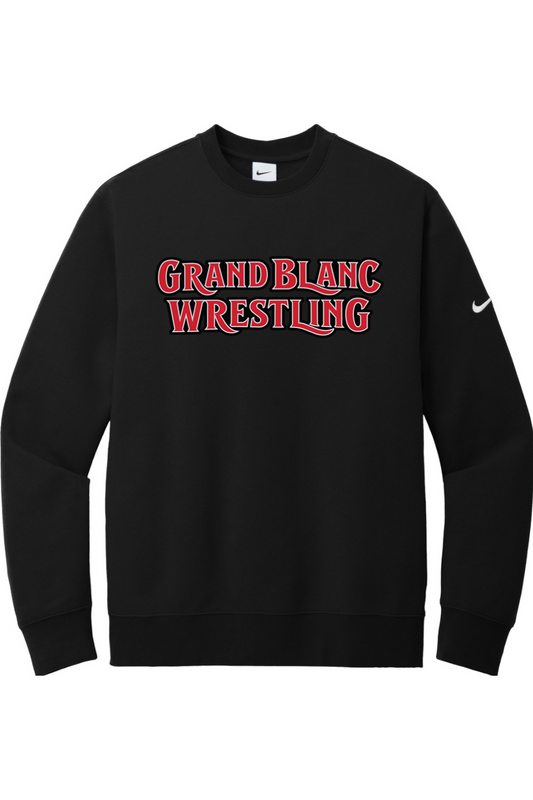 Grand Blanc Wrestling DTF Nike Club Fleece Sleeve Swoosh Crew