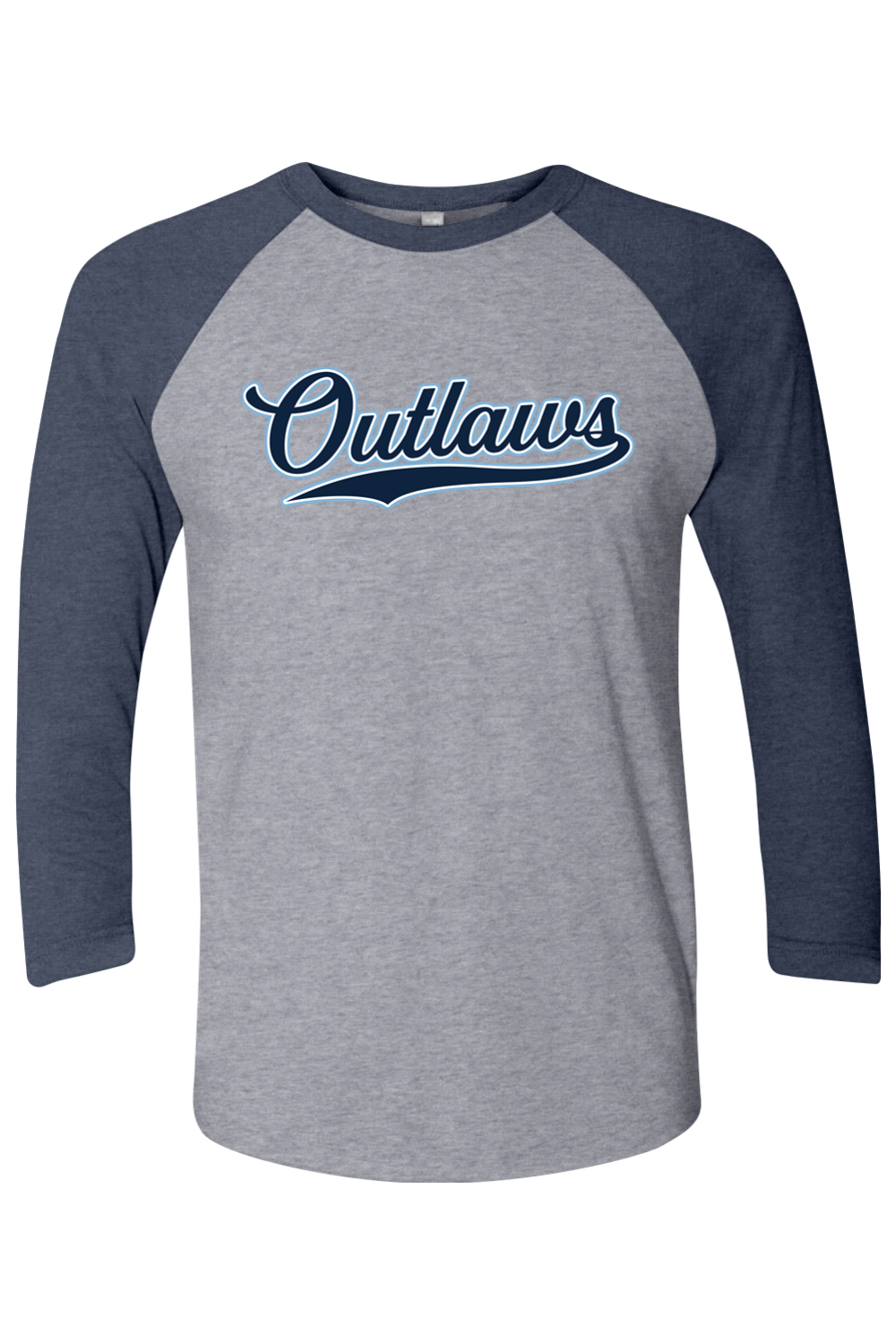 Outlaws Baseball Script Tri-Blend Three-Quarter Sleeve Raglan Tee