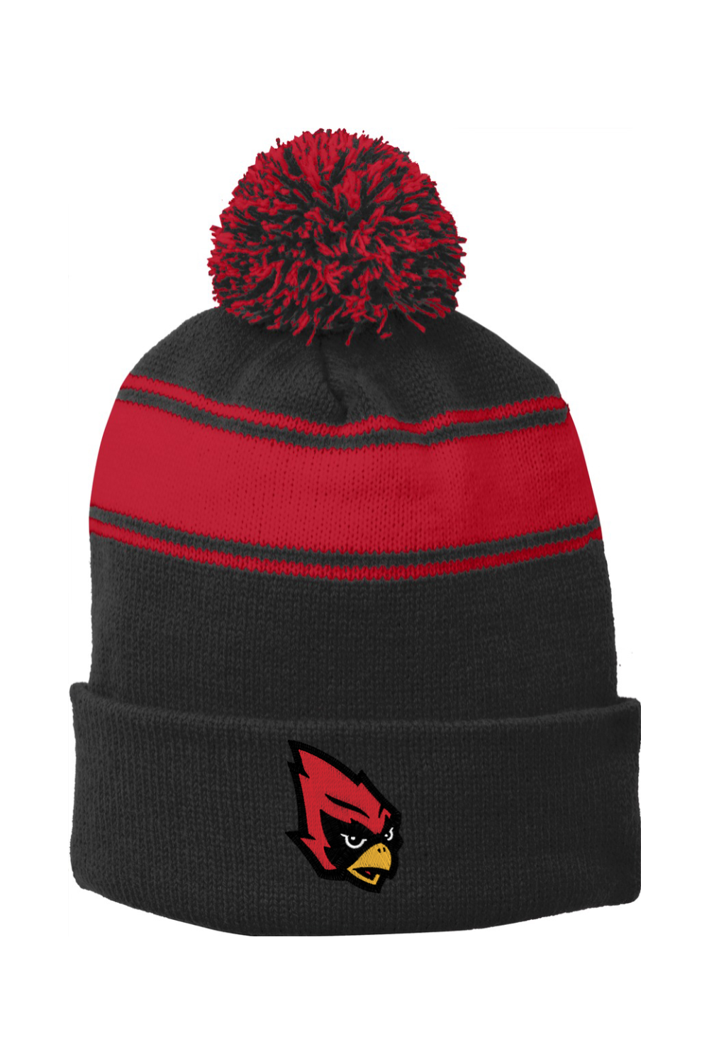 Portland Raider Basketball Embroidered Stripe Pom Pom Beanie