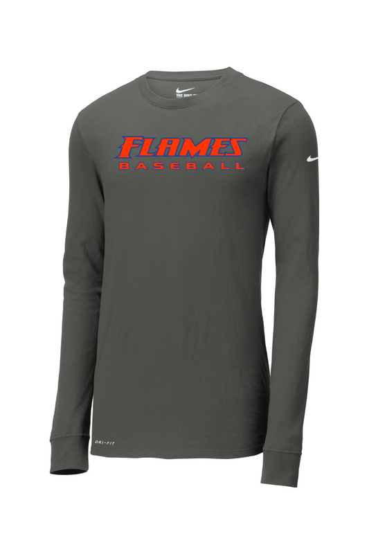 Flames MI Baseball DTF Nike Dri-FIT Cotton/Poly Long Sleeve Tee