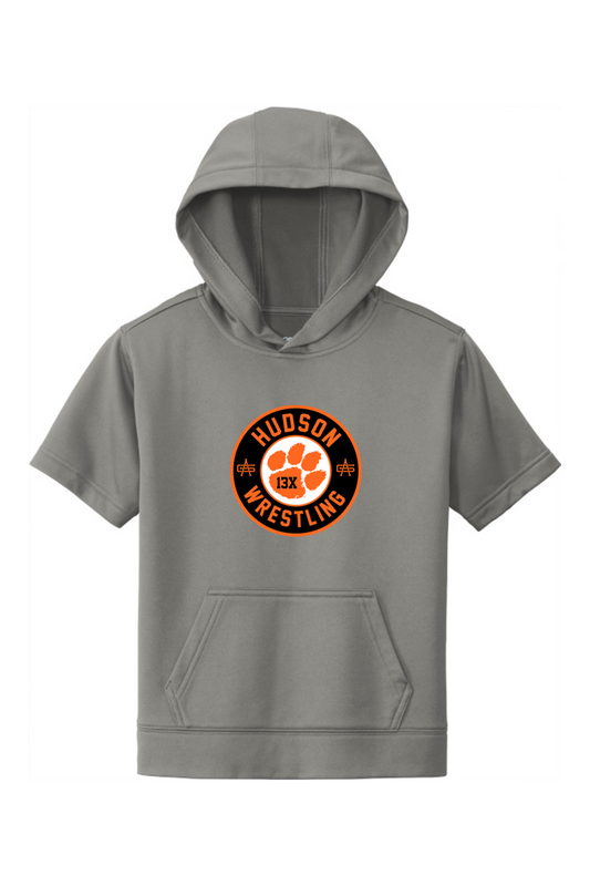 Hudson Wrestling DTF Youth Sport-Wick Fleece Short Sleeve Hooded Pullover
