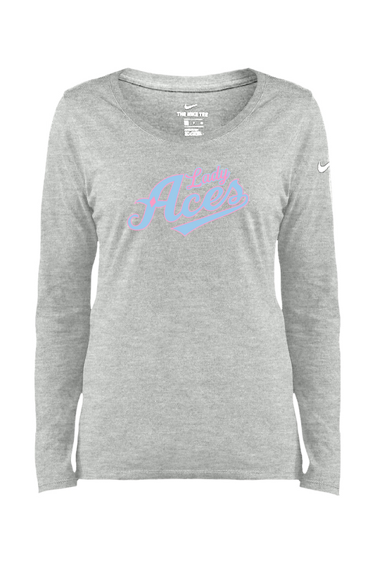 Aces Softball Ladies Core Cotton Long Sleeve Scoop Neck Tee