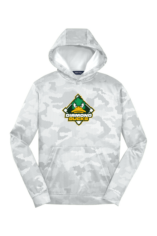 Diamond Ducks Youth Sport-Wick CamoHex Fleece Hooded Pullover