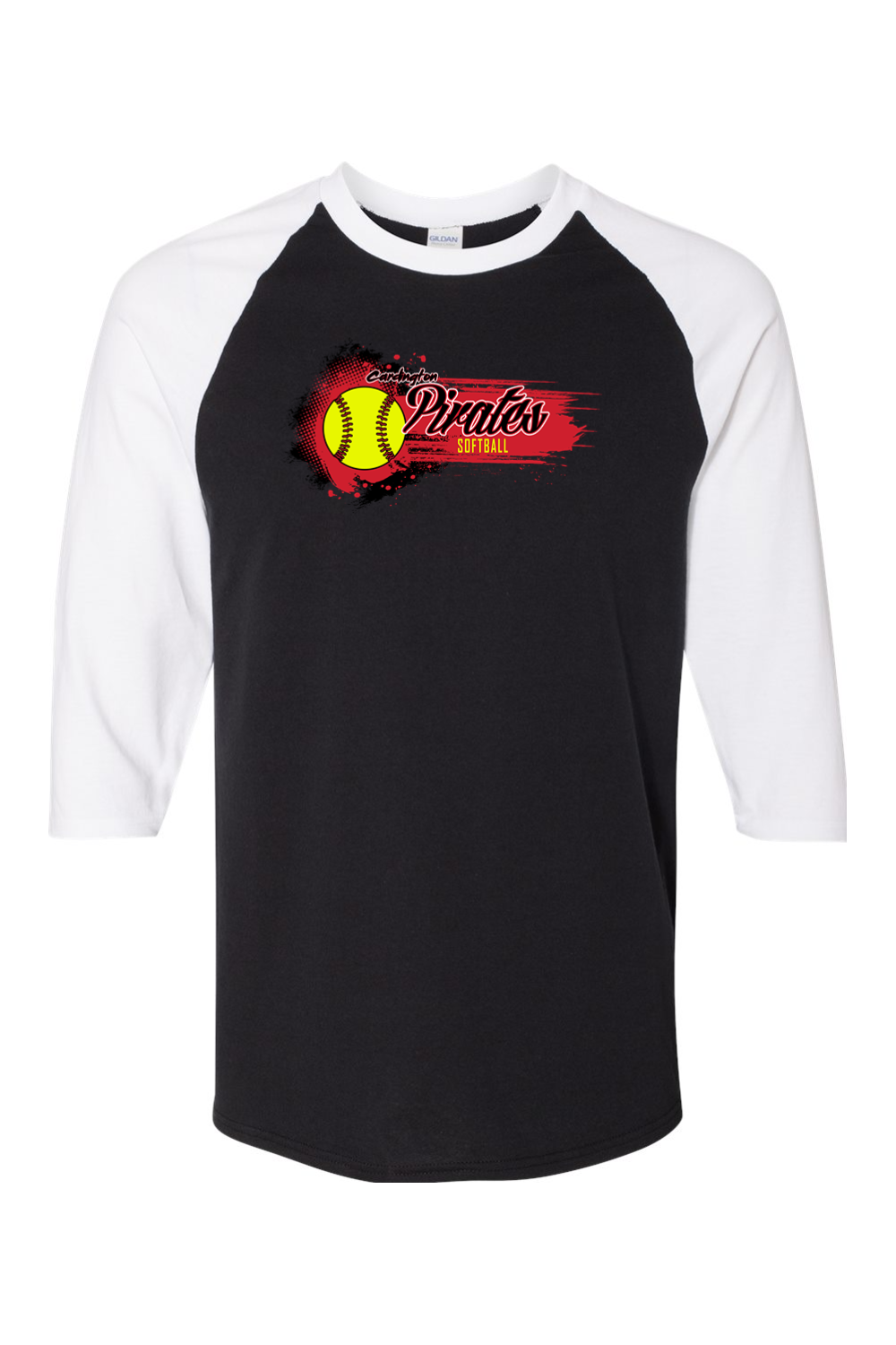 Cardington Pirates Softball DTF Three-Quarter Sleeve T-Shirt
