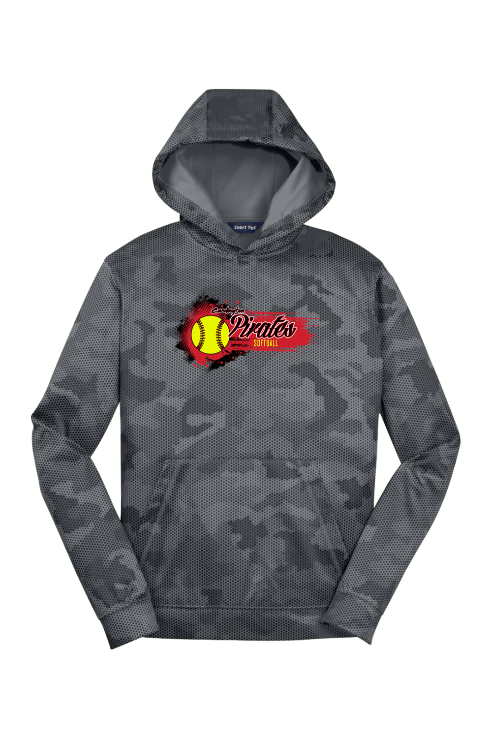 Cardington Pirates Softball DTF Youth CamoHex Fleece Hooded Pullover