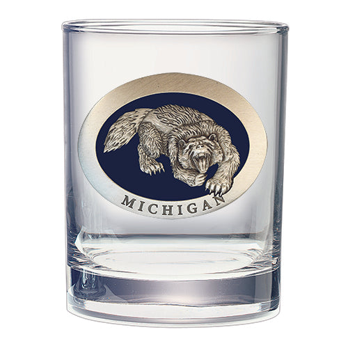 Wolverine with Michigan Double Old Fashioned Glass