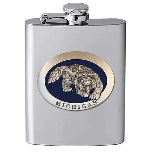 Wolverine with Michigan Flask