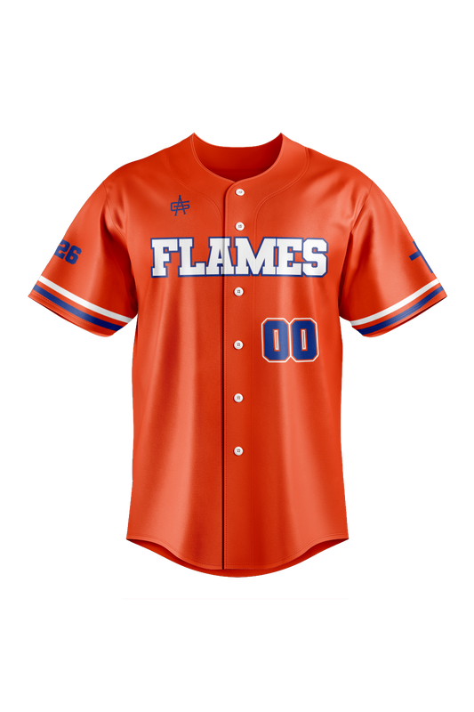 Flames MI Sublimated Baseball Full Button Jersey