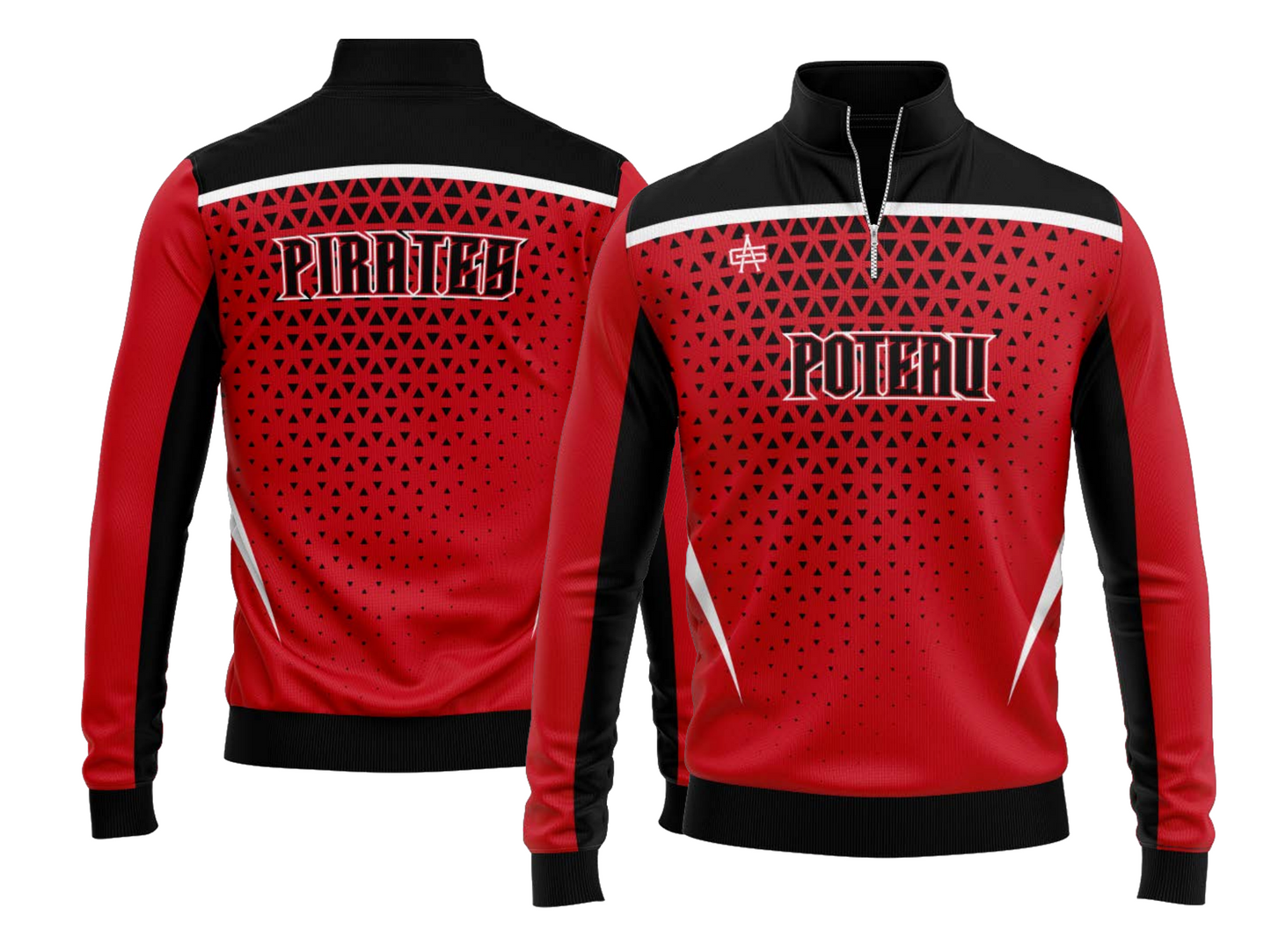 Poteau Pirates Football Custom Performance Sublimated 1/4 Zip Jacket