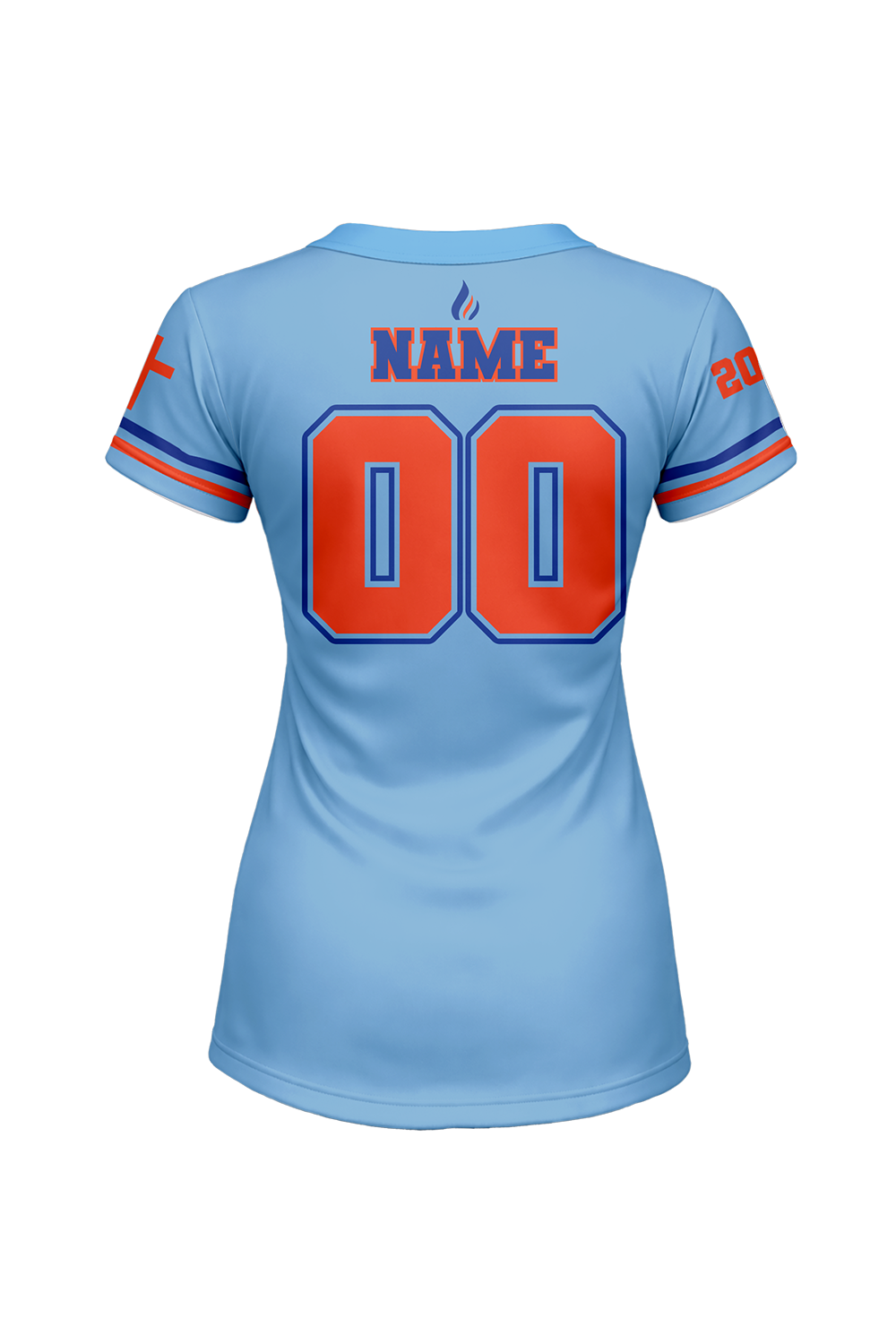 Flames MI Softball Sublimated Two Button Jersey- Light Blue