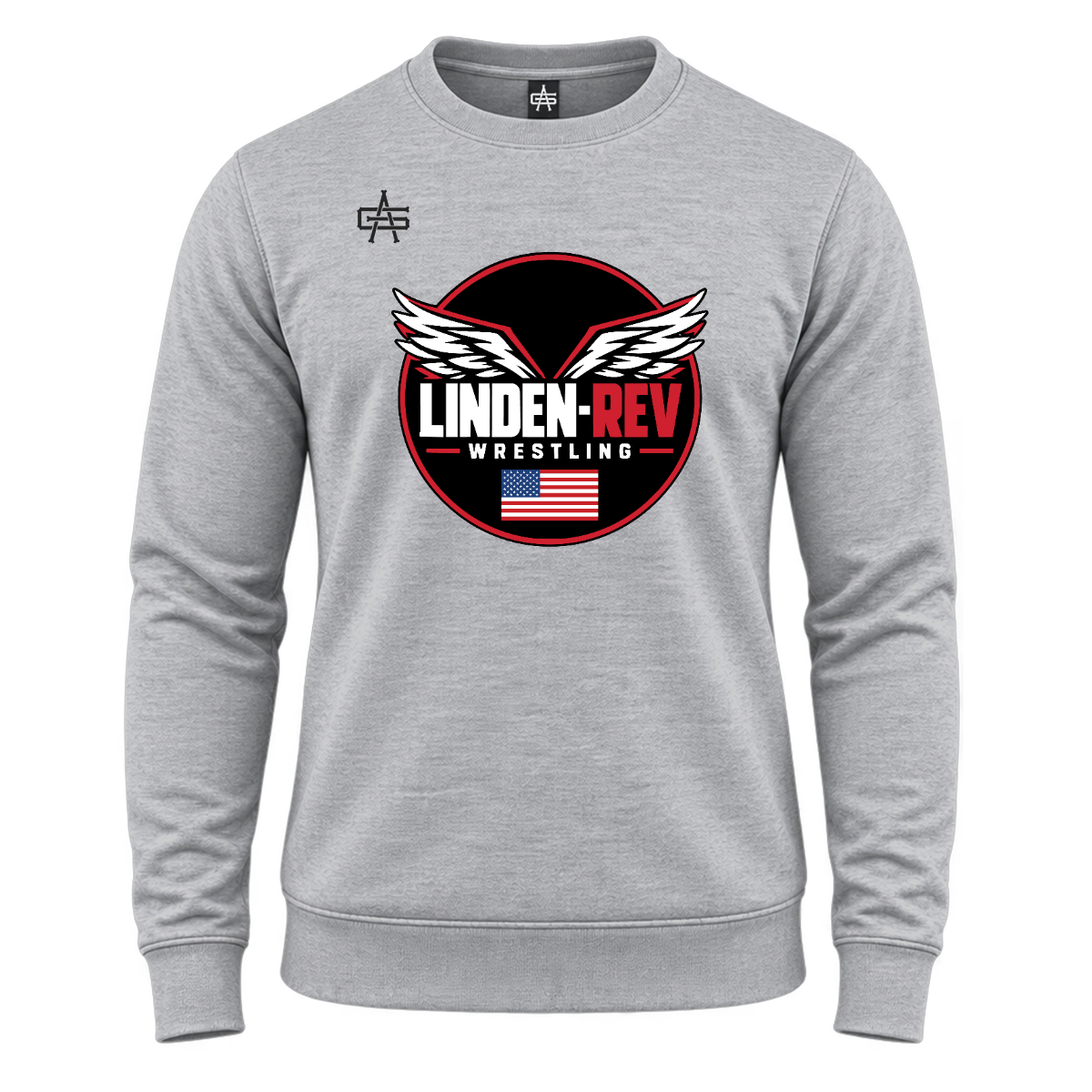 Linden Rev Wrestling DTF Gutsy Maverick Essential Fleece Crew - Grey