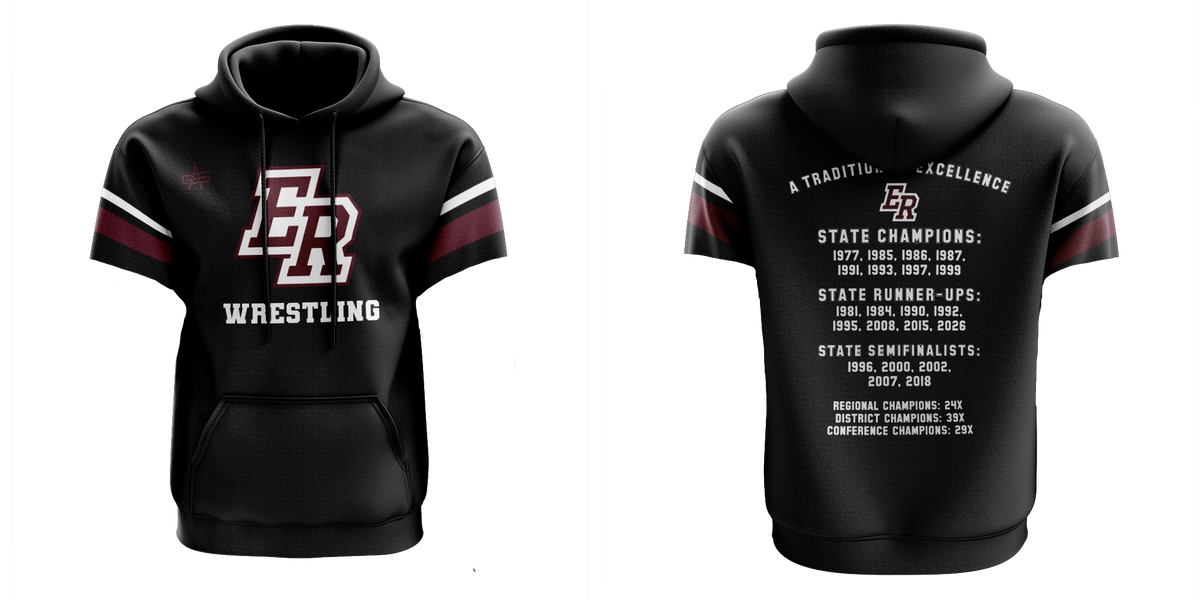 Eaton Rapids Wrestling Short Sleeve Charged Sublimated Performance Hoodie
