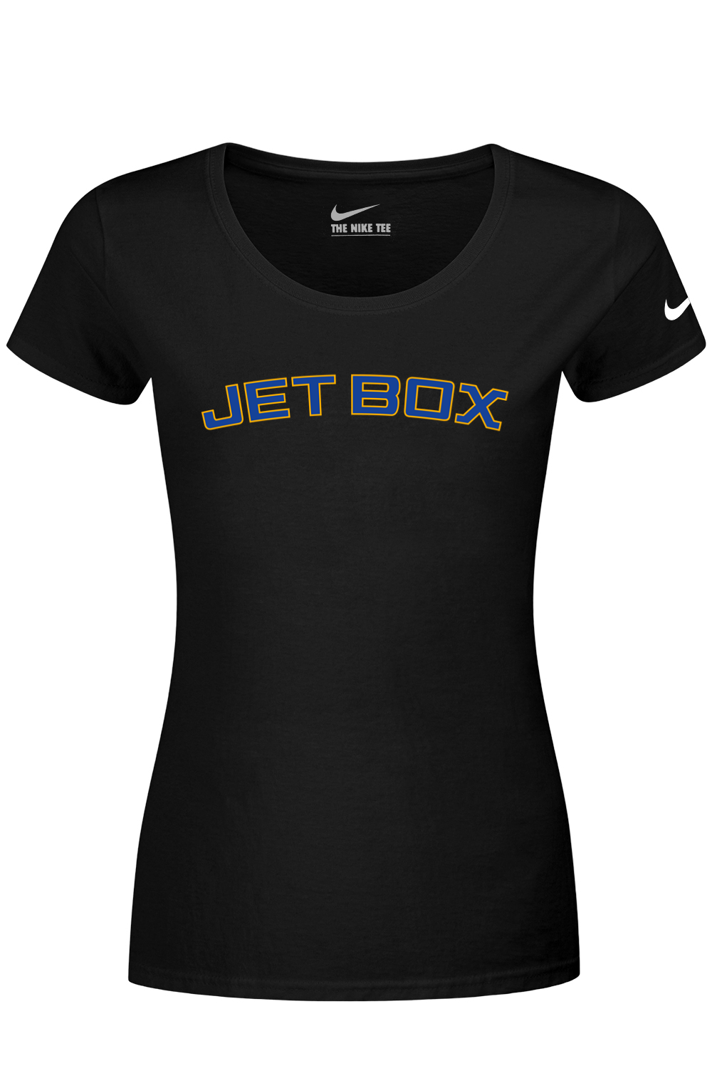 Jet Box Baseball DTF Nike Ladies Dri-FIT Cotton/Poly Scoop Neck Tee