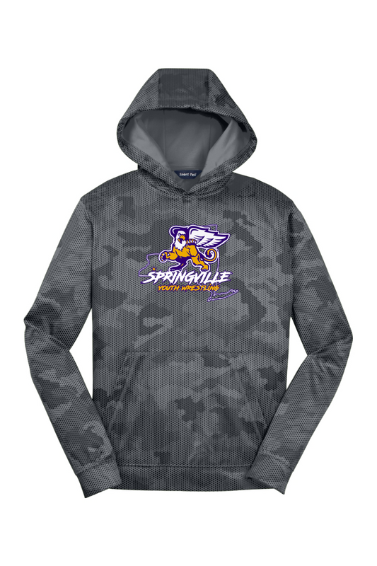 Springville Youth Wrestling YOUTH SIZED CamoHex Fleece Hooded Pullover
