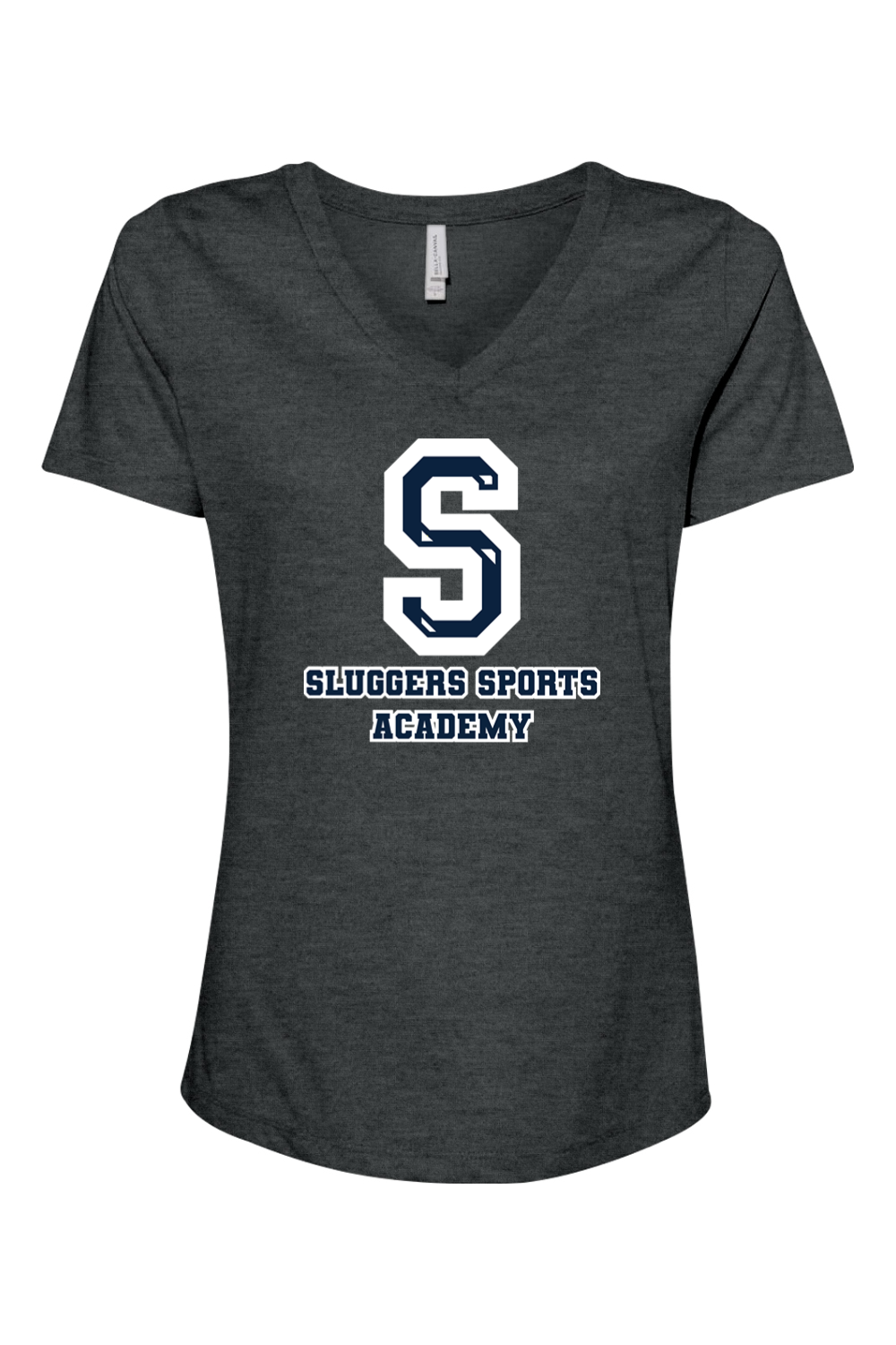 Sluggers Sports Academy Women's Relaxed Heather CVC V-Neck Tee
