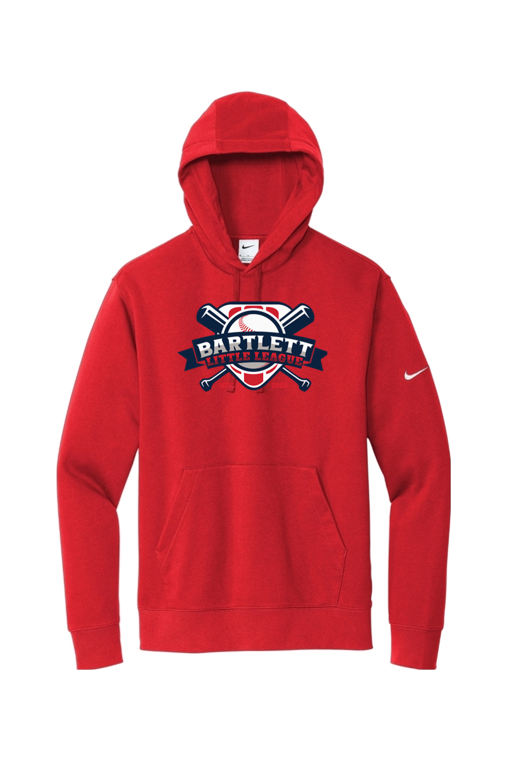 Bartlett Little League DTF Nike Club Fleece Sleeve Swoosh Pullover Hoodie