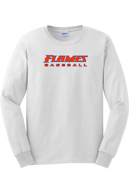 Flames MI Baseball DTF Ultra Cotton Long Sleeve T-Shirt