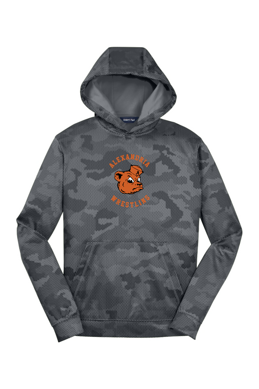 Alexandria Wrestling Youth Sport-Wick CamoHex Fleece Hooded Pullover