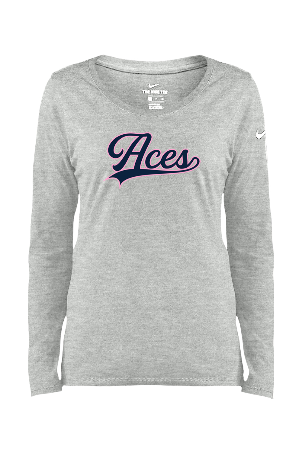 Aces Baseball Ladies Core Cotton Long Sleeve Scoop Neck Tee