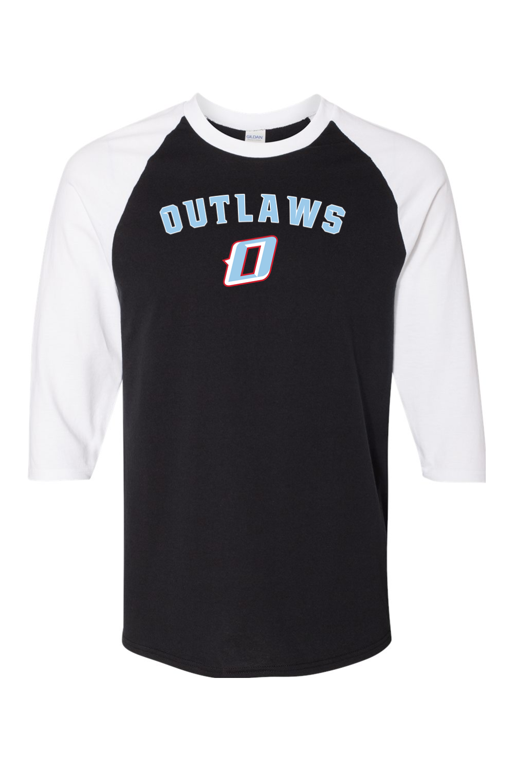 Outlaws Baseball Heavy Cotton Raglan Three-Quarter Sleeve T-Shirt