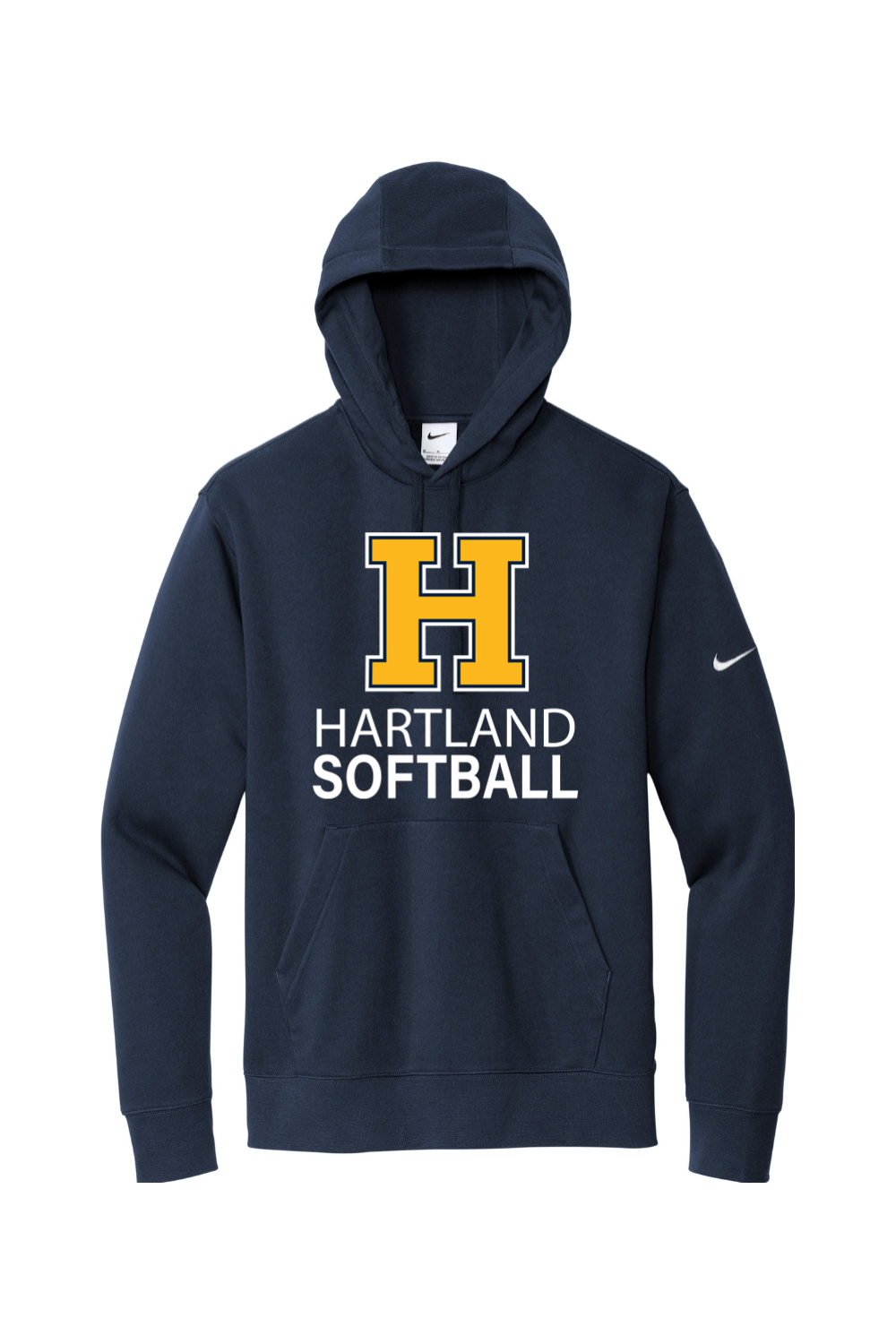 Hartland Softball Nike Club Fleece Sleeve Swoosh Pullover Hoodie