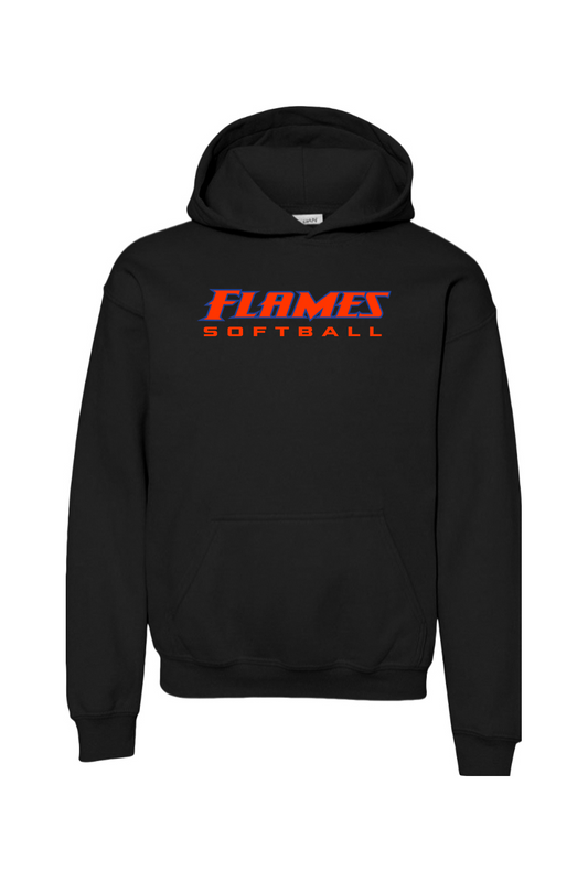 Flames MI Softball DTF Youth Heavy Blend Hooded Sweatshirt