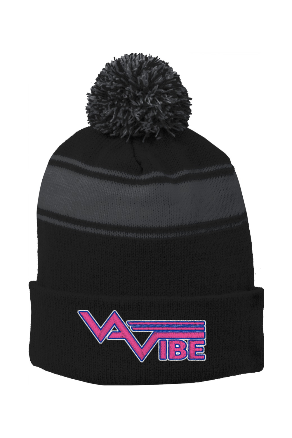 VA Vibe Stripe Pom Pom Beanie