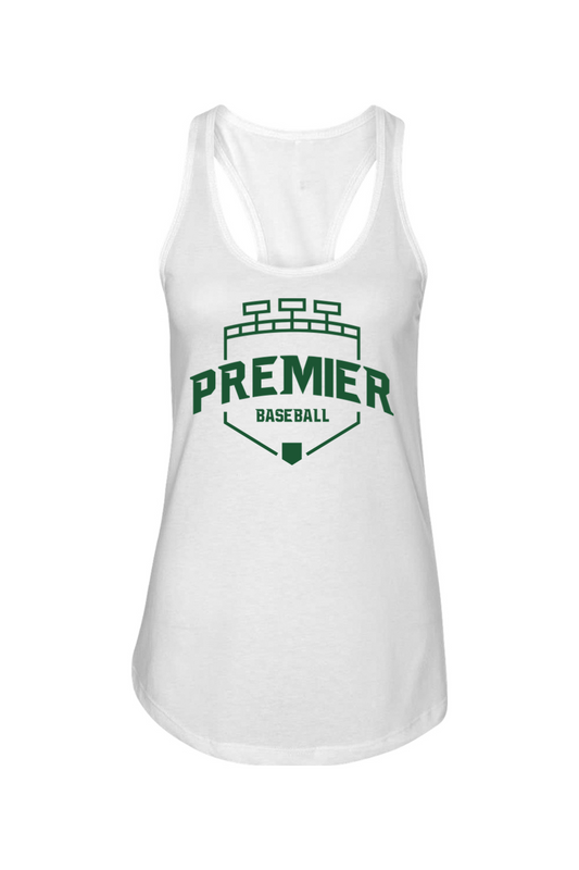 Premier Baseball OR Ladies Racerback Tank - Green Logo