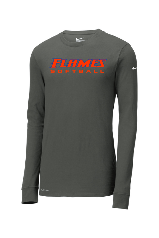 Flames MI Softball DTF Nike Dri-FIT Cotton/Poly Long Sleeve Tee