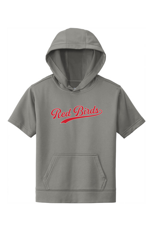 Marion Redbirds Baseball DTF Youth Fleece Short Sleeve Hooded Pullover