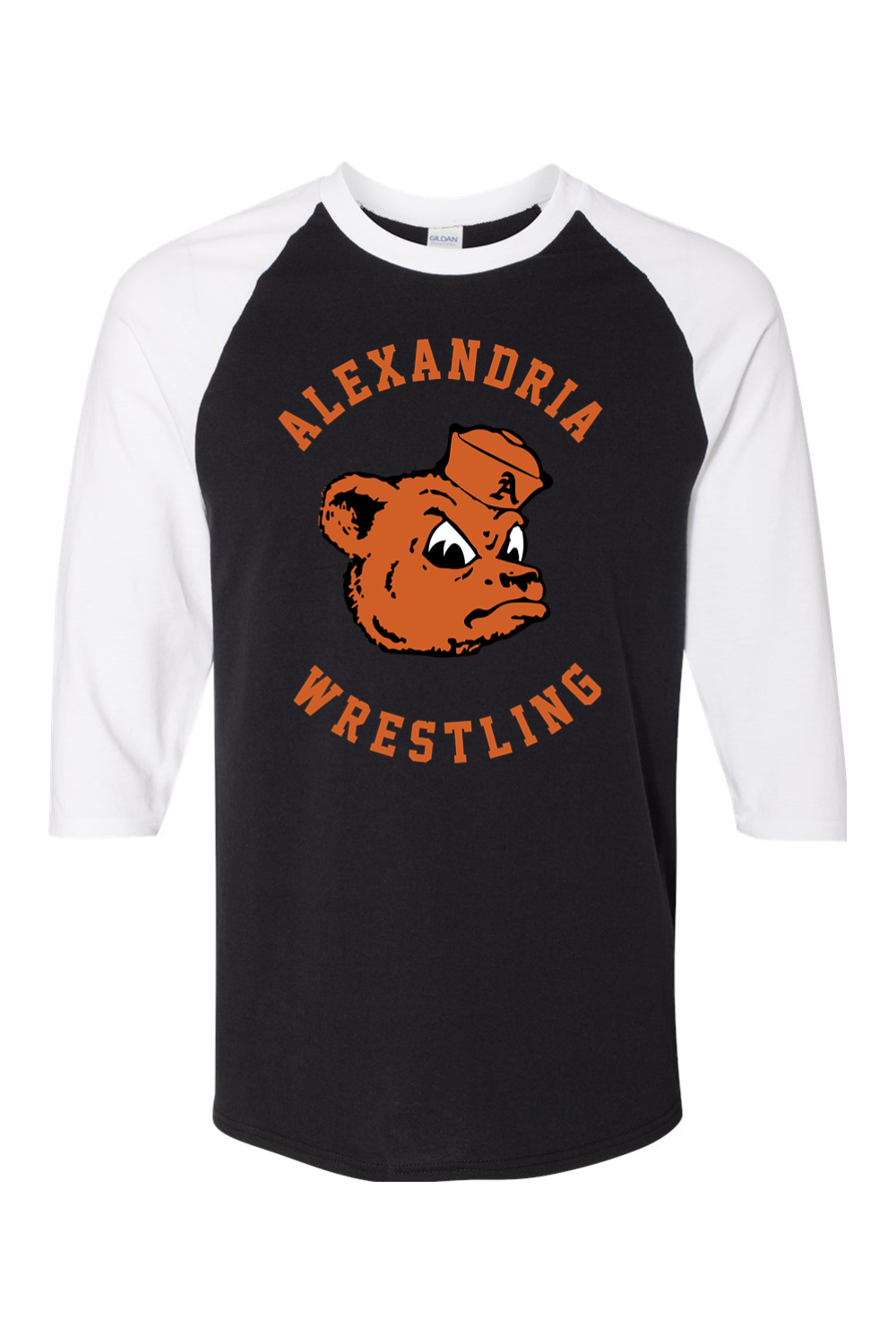 Alexandria Wrestling Heavy Cotton Raglan Three-Quarter Sleeve T-Shirt