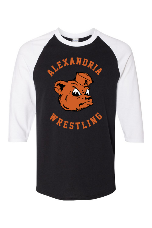 Alexandria Wrestling Heavy Cotton Raglan Three-Quarter Sleeve T-Shirt