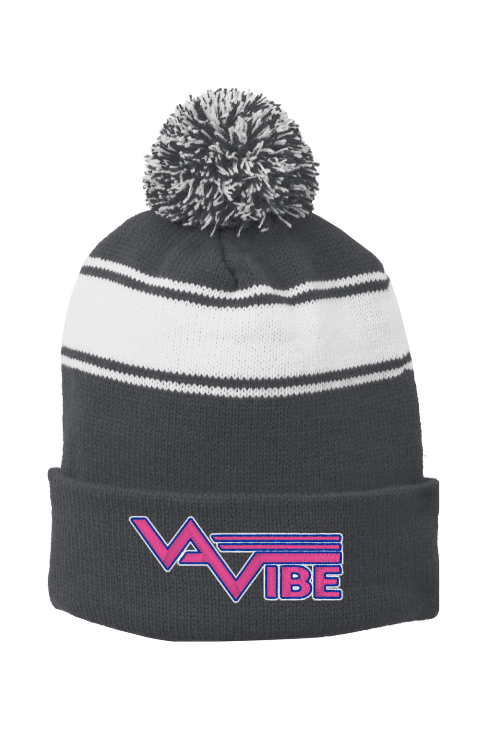 VA Vibe Stripe Pom Pom Beanie
