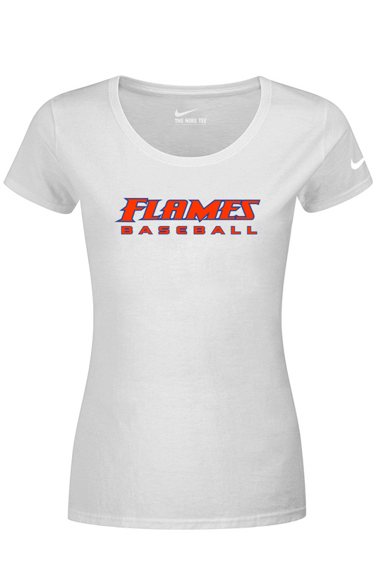 Flames MI Baseball DTF Nike Ladies Dri-FIT Cotton/Poly Scoop Neck Tee