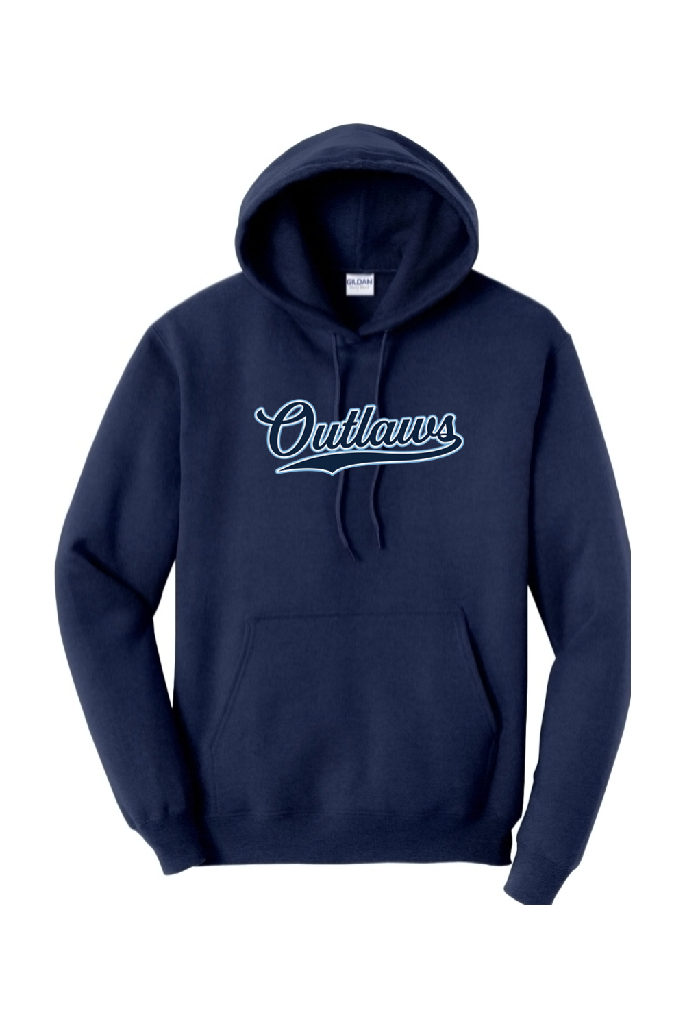 Outlaws Baseball Script Heavy Blend Hooded Sweatshirt