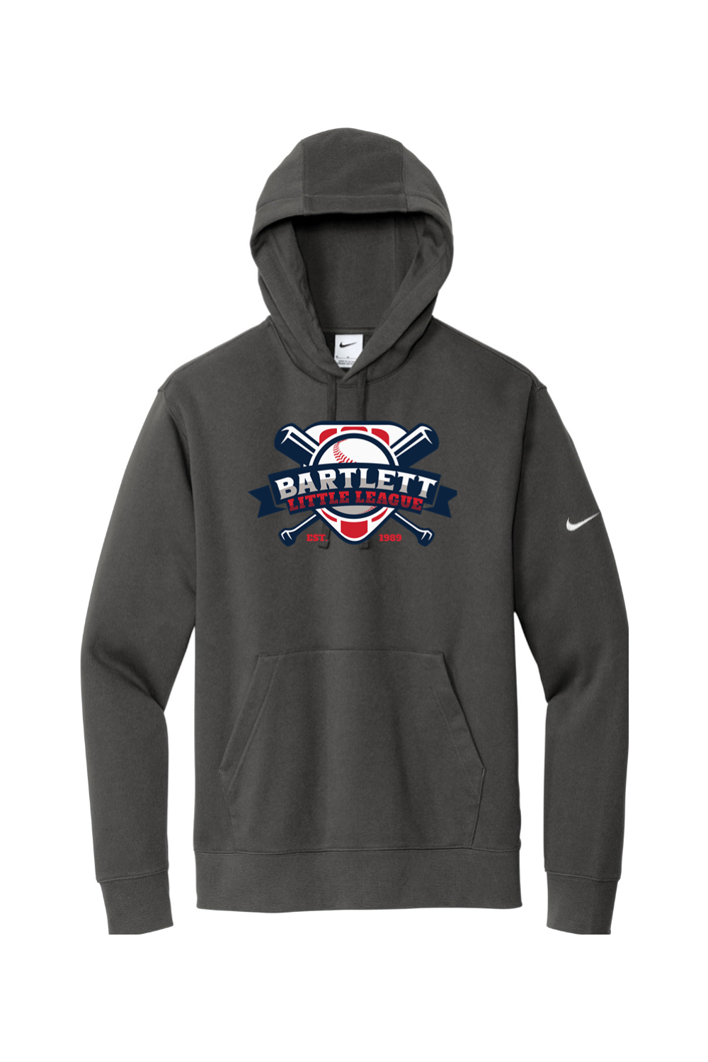 Bartlett Little League DTF Nike Club Fleece Sleeve Swoosh Pullover Hoodie