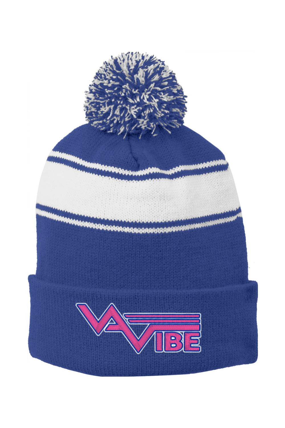 VA Vibe Stripe Pom Pom Beanie