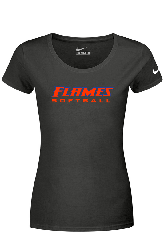 Flames MI Softball DTF Nike Ladies Dri-FIT Cotton/Poly Scoop Neck Tee