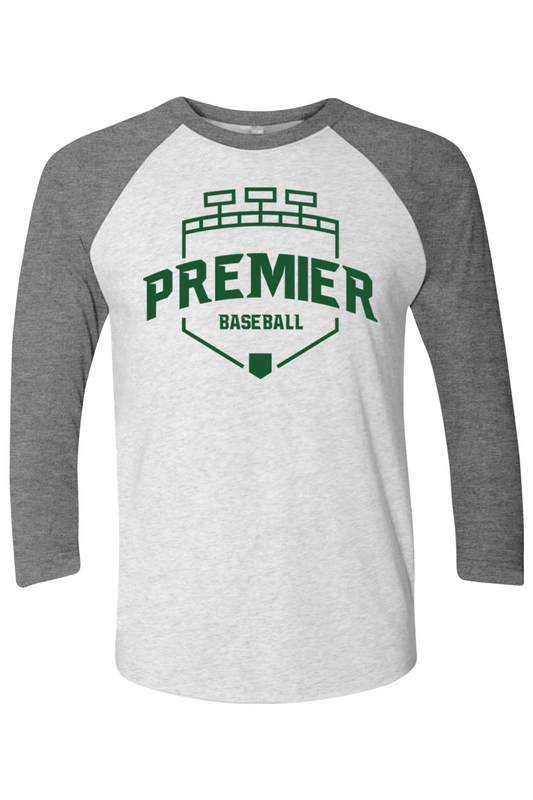 Premier Baseball OR Three-Quarter Sleeve Raglan Tee - Green Logo