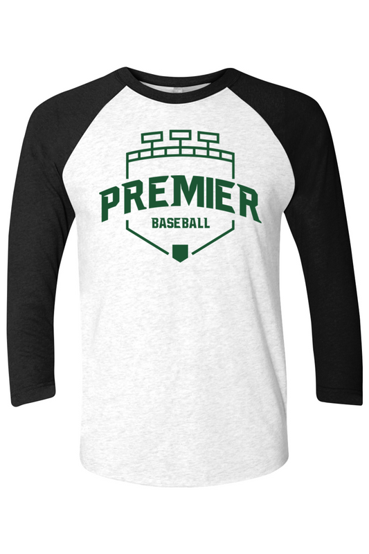 Premier Baseball OR Three-Quarter Sleeve Raglan Tee - Green Logo