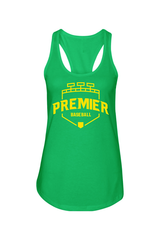 Premier Baseball OR Ladies Racerback Tank - Yellow Logo